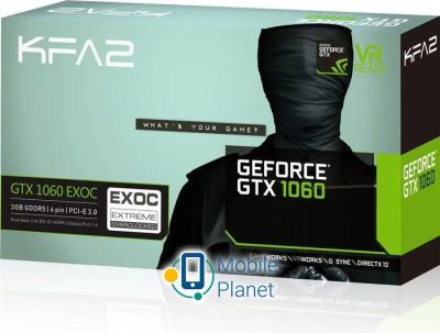 Лот: 12785966. Фото: 1. KFA2 GeForce GTX 1060 EX OC 3GB. Видеокарты