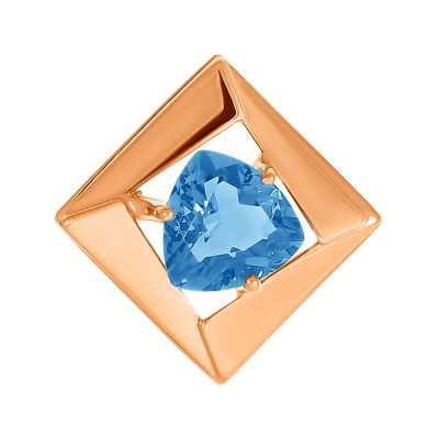 Лот: 23875634. Фото: 1. Золотая подвеска с топазом Sky. Кулоны, подвески
