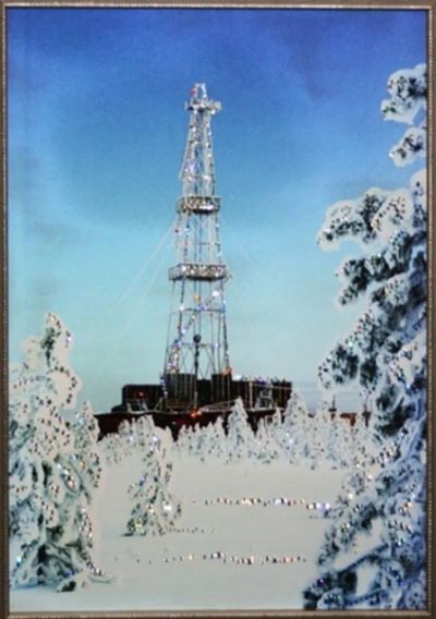Лот: 21290819. Фото: 1. Картина Нефтяная вышка с кристаллами... Другое (сувениры, подарки)