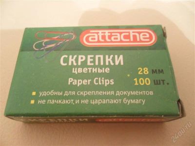 Лот: 2339292. Фото: 1. Скрепки цветные 28мм 100шт. Другое (канцелярские и офисные товары)