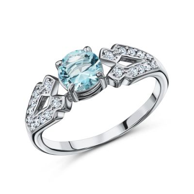 Лот: 23835406. Фото: 1. Серебряное кольцо с топазом и... Кольца, перстни