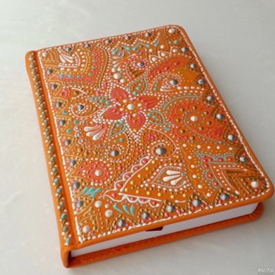Лот: 15188368. Фото: 1. Ежедневник оранжевый, ручная роспись. Записные книжки, ежедневники, блокноты
