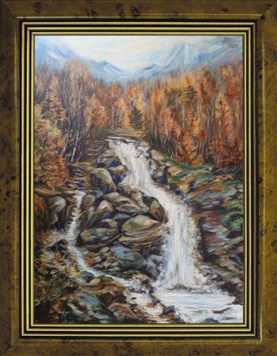 Лот: 24953326. Фото: 1. Картина маслом Водопад. Картины, рисунки