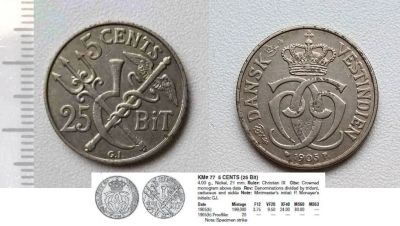 Лот: 8272666. Фото: 1. Датская Вест-Индия. 5 центов 1905... Америка