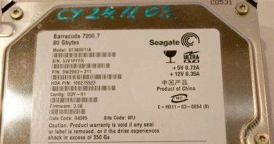 Лот: 1313537. Фото: 1. Seagate Barracuda 7200.7 80gb... Жёсткие диски (HDD)