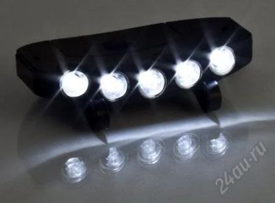 Лот: 1335014. Фото: 1. Накепочный фонарь. 5led - 2 режима. Фонарики