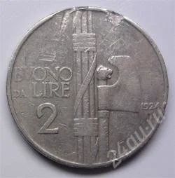 Лот: 149329. Фото: 1. Италия. 2 лиры 1924г. Большая... Европа