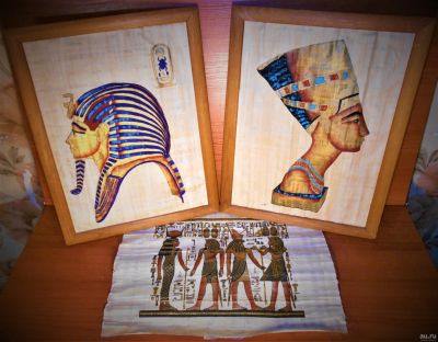 Лот: 16860284. Фото: 1. Три Картины на Папирусе из Египта... Картины, гравюры