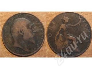 Лот: 4454. Фото: 1. Старая Англия. Пенс 1906г. Красноярск