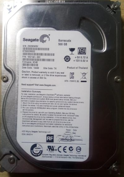 Лот: 16014411. Фото: 1. Жесткий диск Seagate 500 ГБ [ST500DM002... Жёсткие диски (HDD)