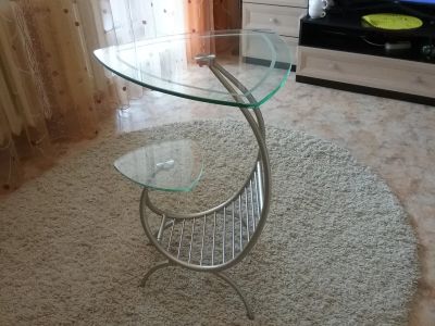 Лот: 16185938. Фото: 1. Стол, стекло + металл, двухуровневый. Столы, стулья, обеденные группы
