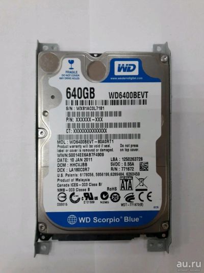 Лот: 10273108. Фото: 1. hdd WD 640Gb (к56). Жёсткие диски (HDD)