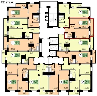 Лот: 6954053. Фото: 1. 1-комн. Полтавский, 38 м2, 22... Квартиры, студии