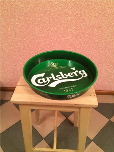 Лот: 10340456. Фото: 1. Поднос круглый металлический Carlsberg... Предметы сервировки