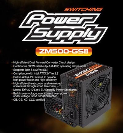 Лот: 4840929. Фото: 1. Блок питания 500W ATX v2.3 Zalman... Корпуса, блоки питания