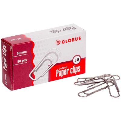 Лот: 20035429. Фото: 1. Скрепки 50мм. GLOBUS 50шт., гофрированные... Другое (канцелярские и офисные товары)