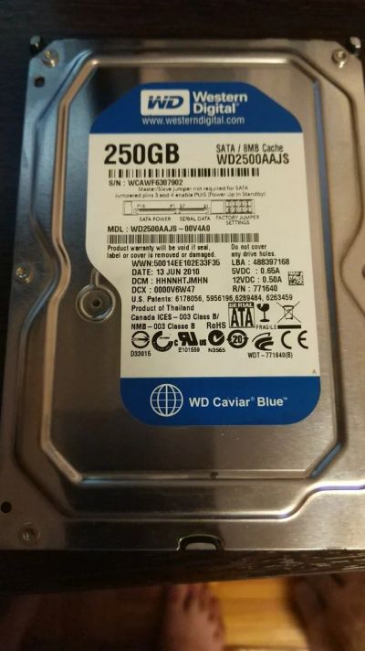 Лот: 14832613. Фото: 1. Жесткий диск WD 250 ГБ SATA. Жёсткие диски (HDD)