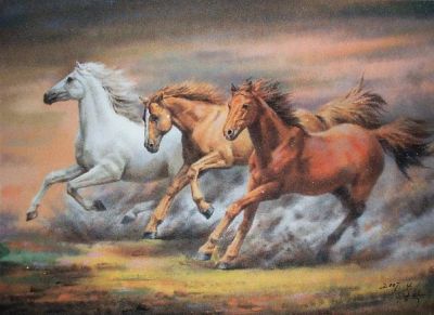 Лот: 7036121. Фото: 1. Картины из каменной крошки. Кони. Произведения