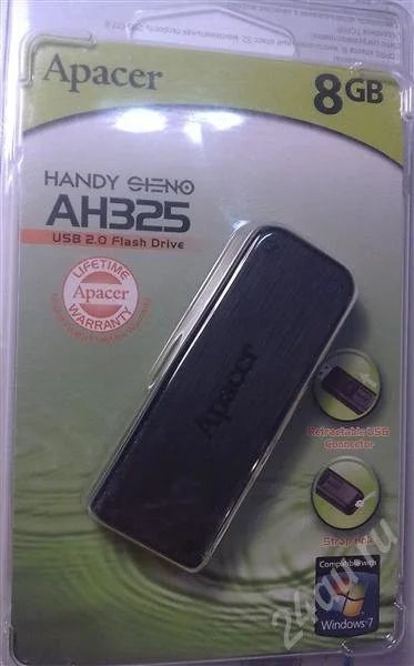 Лот: 685981. Фото: 1. Apacer 8 Gb цвет чёрный. USB-флеш карты