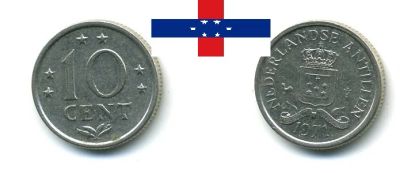 Лот: 18953783. Фото: 1. Нидерландские Антиллы 10 центов... Америка