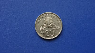 Лот: 7515521. Фото: 1. Сингапур 20 центов 1990 г блеск. Азия