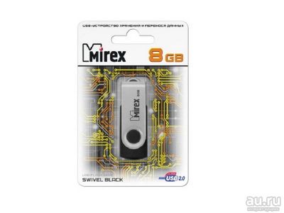 Лот: 9988258. Фото: 1. 8GB USB Flash, MIREX Swivel Black... USB-флеш карты