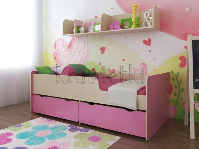 Лот: 7946786. Фото: 1. Кровать детская КД-1. Цвет: розовый... Детские кровати и кроватки