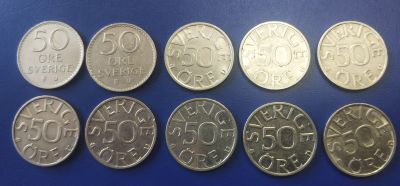Лот: 25036896. Фото: 1. Швеция 50 эре 1963-91 г. (по годам... Европа