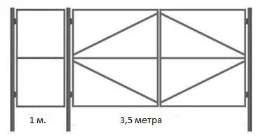 Лот: 3260455. Фото: 1. ворота (3,5м) каркас+профлист. Ворота, заборы, шлагбаумы