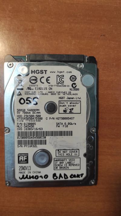 Лот: 21138314. Фото: 1. Жесткий диск HGST Z5K500-500 HTS545050A7E680. Жёсткие диски (HDD)