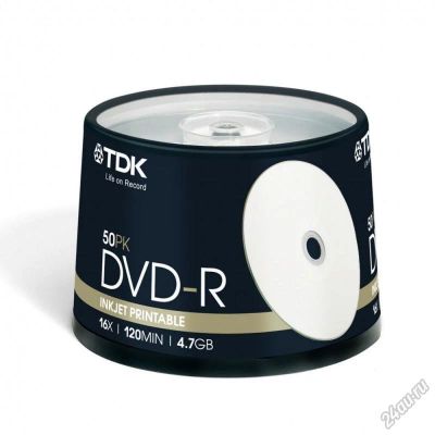 Лот: 5608058. Фото: 1. Диск DVD-R TDK 4.7Gb 16x Cake... CD, DVD, BluRay