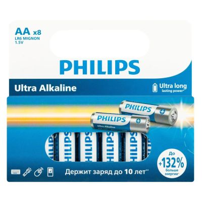 Лот: 24471843. Фото: 1. Батарейки Philips AA (LR6), 8... Батарейки, аккумуляторы, элементы питания