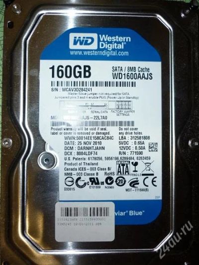 Лот: 922032. Фото: 1. жесткий диск sata2 160gb/8mb/7200wd... Жёсткие диски (HDD)