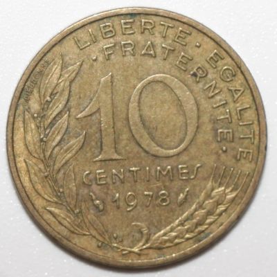 Лот: 17380603. Фото: 1. 10 сантимов 1978 год. Франция. Европа