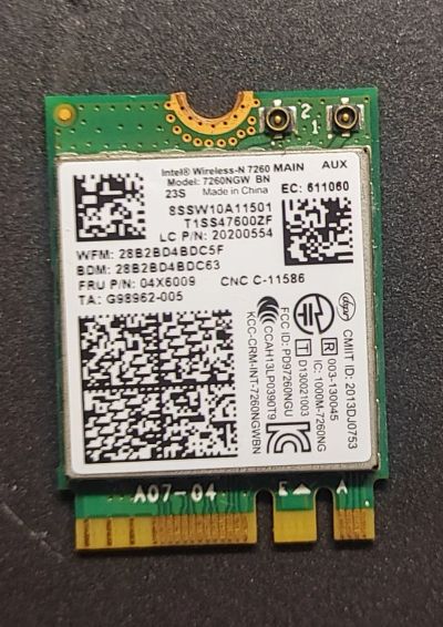 Лот: 20510392. Фото: 1. Intel® Wireless-N 7260 (Lenovo... WiFi, Bluetooth адаптеры