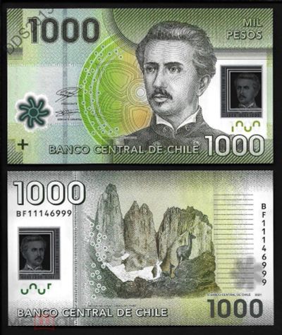 Лот: 20868577. Фото: 1. Чили 1000 песо 2021 года. Пластиковая... Америка