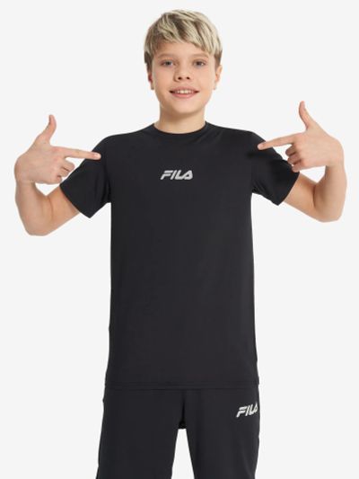 Лот: 24865200. Фото: 1. Футболка для мальчиков FILA, Черный. Другое (спортивная одежда)