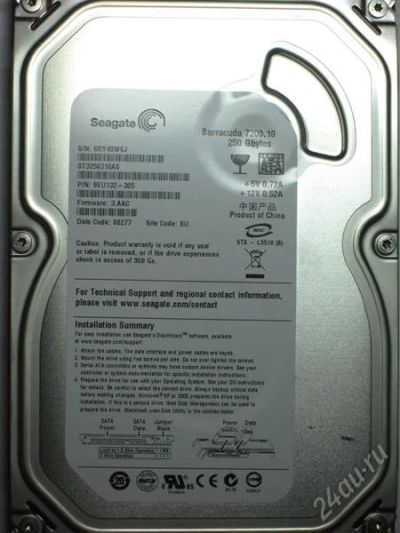 Лот: 1581515. Фото: 1. Seagate 250 Gb SATA (неисправен... Жёсткие диски (HDD)