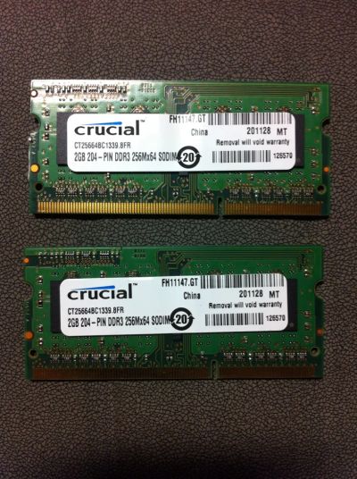 Лот: 4725726. Фото: 1. Память SO-DIMM Crucial 2gb 1333... Оперативная память