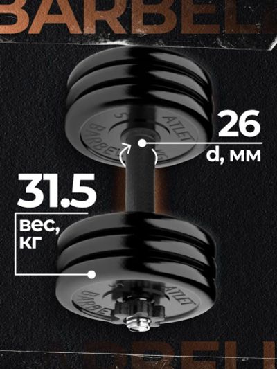 Лот: 22395161. Фото: 1. Гантель разборная MB Barbell MB-FdbM-At31... Гантели