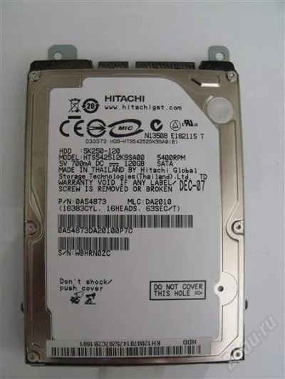 Лот: 2627844. Фото: 1. HDD 2.5" Hitachi 5K250-120 HTS542512K9SA00. Жёсткие диски (HDD)