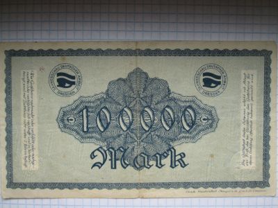 Лот: 19167582. Фото: 1. Банкнота Cто тысяч марок 1923... Германия и Австрия