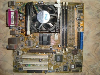 Лот: 799791. Фото: 1. Asus P4SP-MX + проц Intel Celeron... Материнские платы
