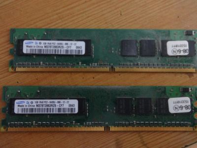 Лот: 7064927. Фото: 1. 2GB DDRII (1 GB x 2) Samsung. Оперативная память