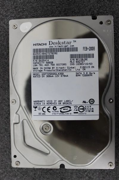 Лот: 3612095. Фото: 1. HDD Hitachi 400Gb Sata-2. Жёсткие диски (HDD)
