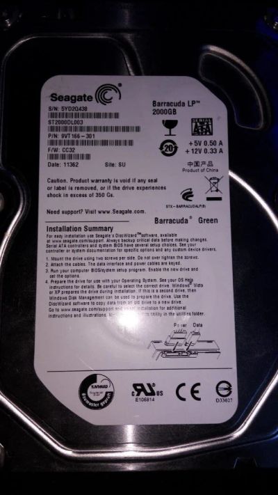 Лот: 10820894. Фото: 1. Seagate st2000dl003-9vt166. Жёсткие диски