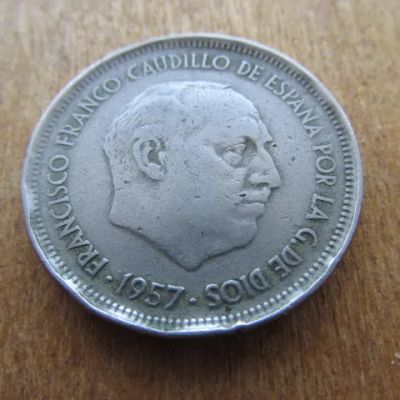 Лот: 24698854. Фото: 1. Монета 50 песет Испания 1957 портрет... Европа