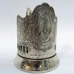 Лот: 1106317. Фото: 1. Подстаканник никелированный с... Предметы интерьера и быта