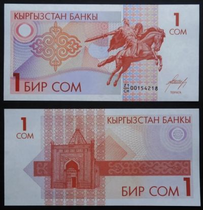 Лот: 7457378. Фото: 1. Киргизия. 1 сом 1993 UNC №70169. Россия, СССР, страны СНГ