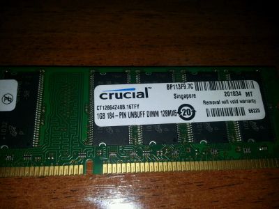Лот: 6266528. Фото: 1. Crucial DDR400 1Gb. Оперативная память